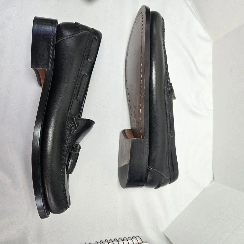 Polo Ralph Lauren Shoes Men 10 D Black Tassel Loafer Leather Moc Toe Slip On